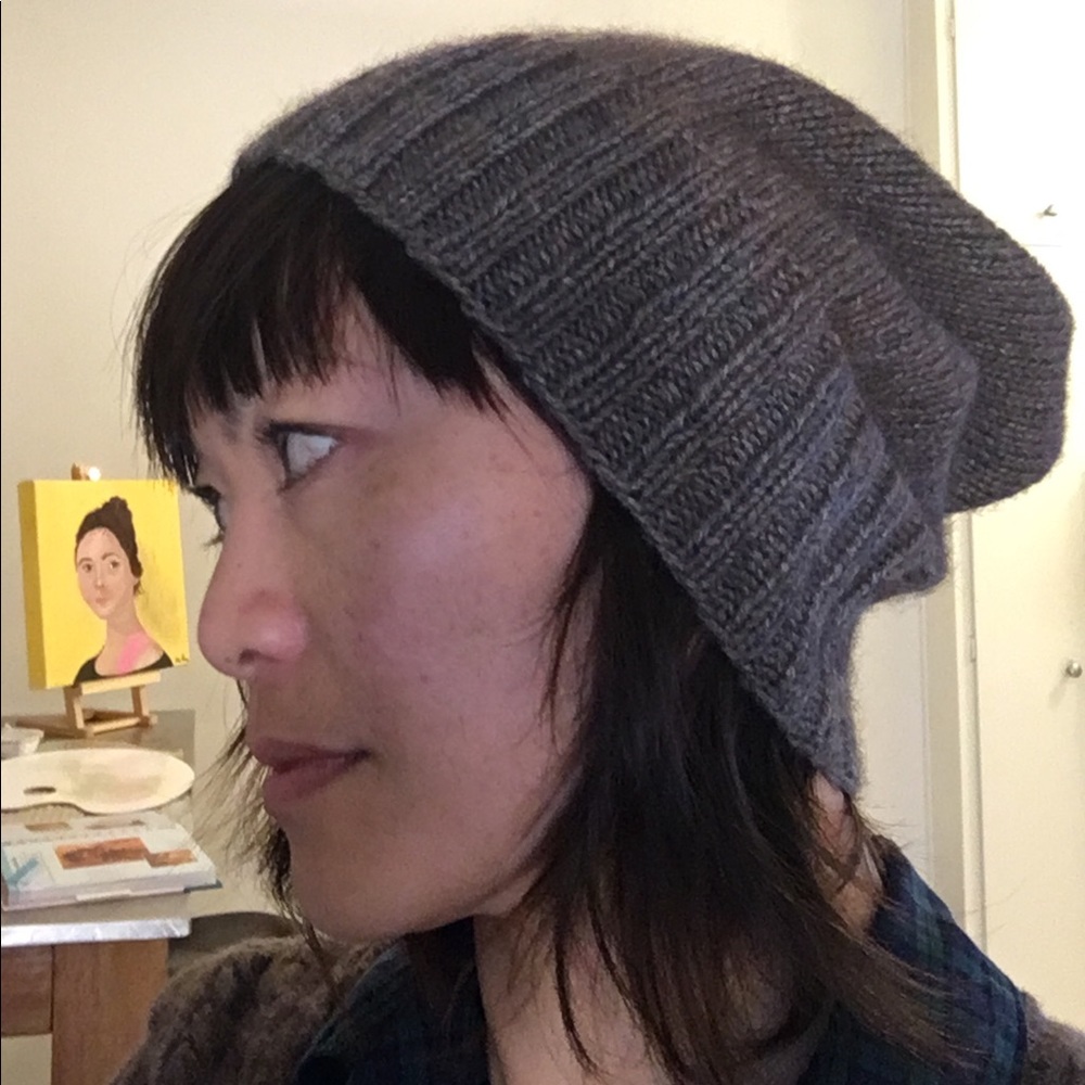 Brown-Gray Hand Knitted Cashmere Beanie
